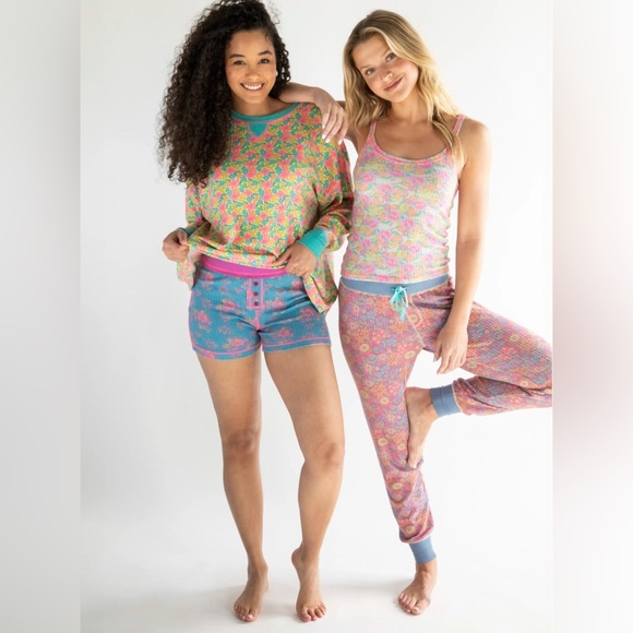 2 Piece Set: Natural Life Mix & Match Waffle Long Johns & Pajama Cami Floral - Picture 8 of 12